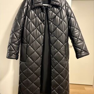 Faux Leather Black Coat